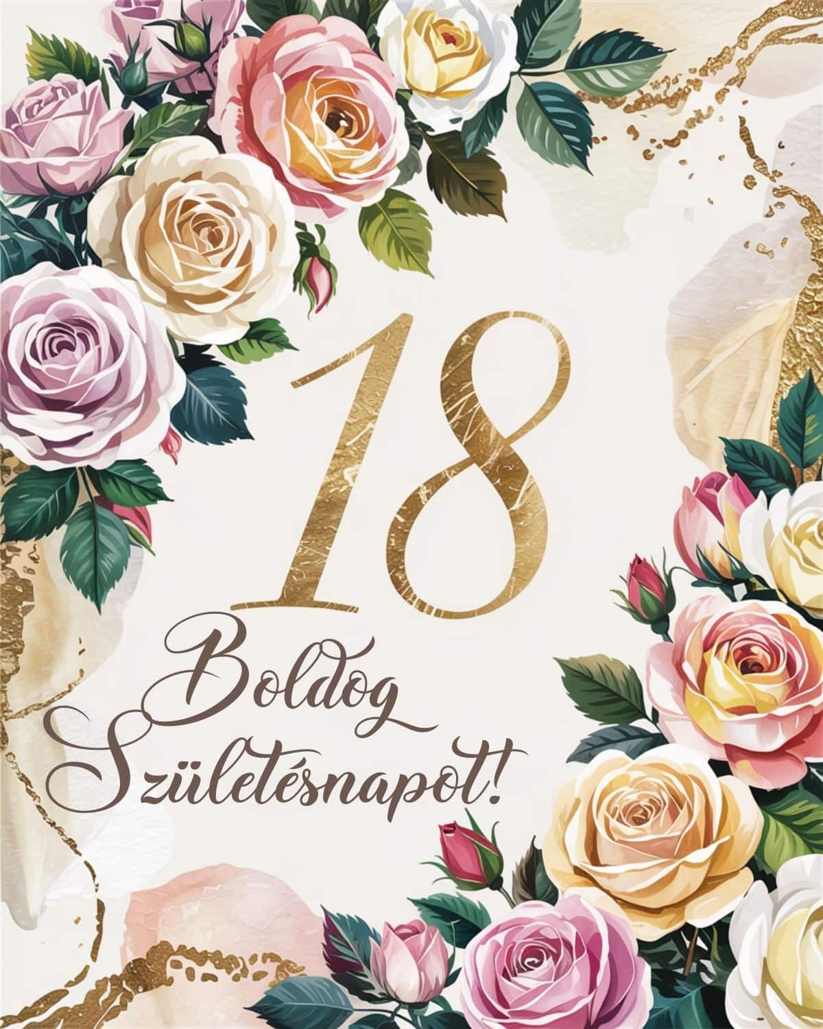 18. születésnapra készült virágos boldog születésnapot kép