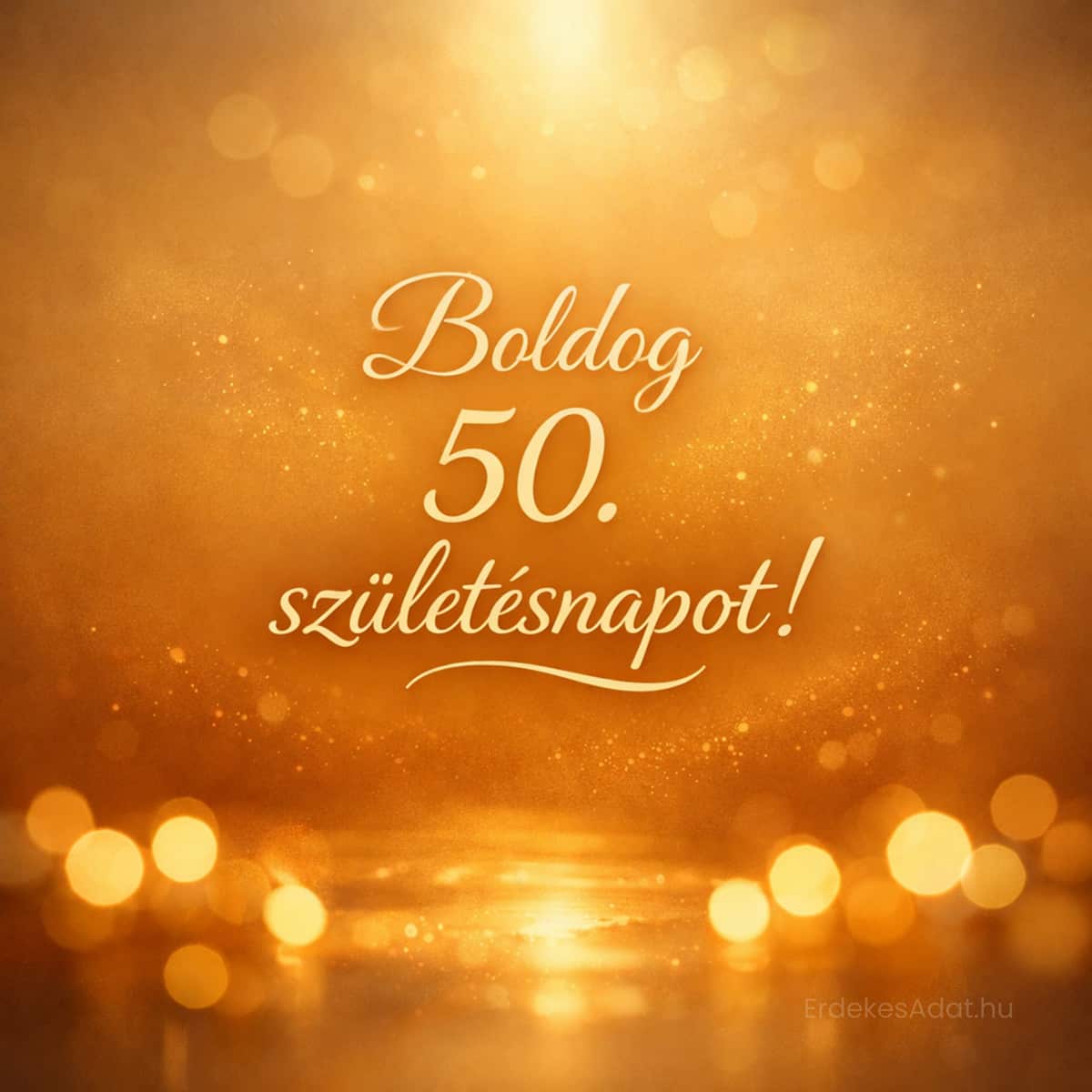 boldog 50 születésnap elegáns arany képeslap