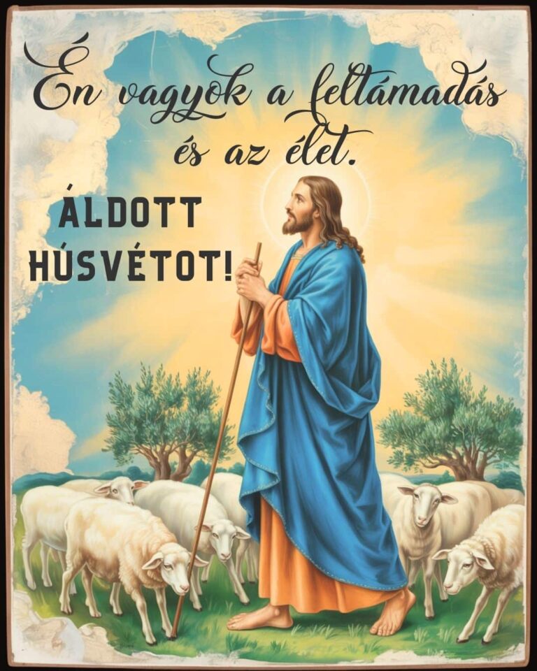 Húsvéti szent köszöntő Bibliai idézettel: Én vagyok a feltámadás és az élet