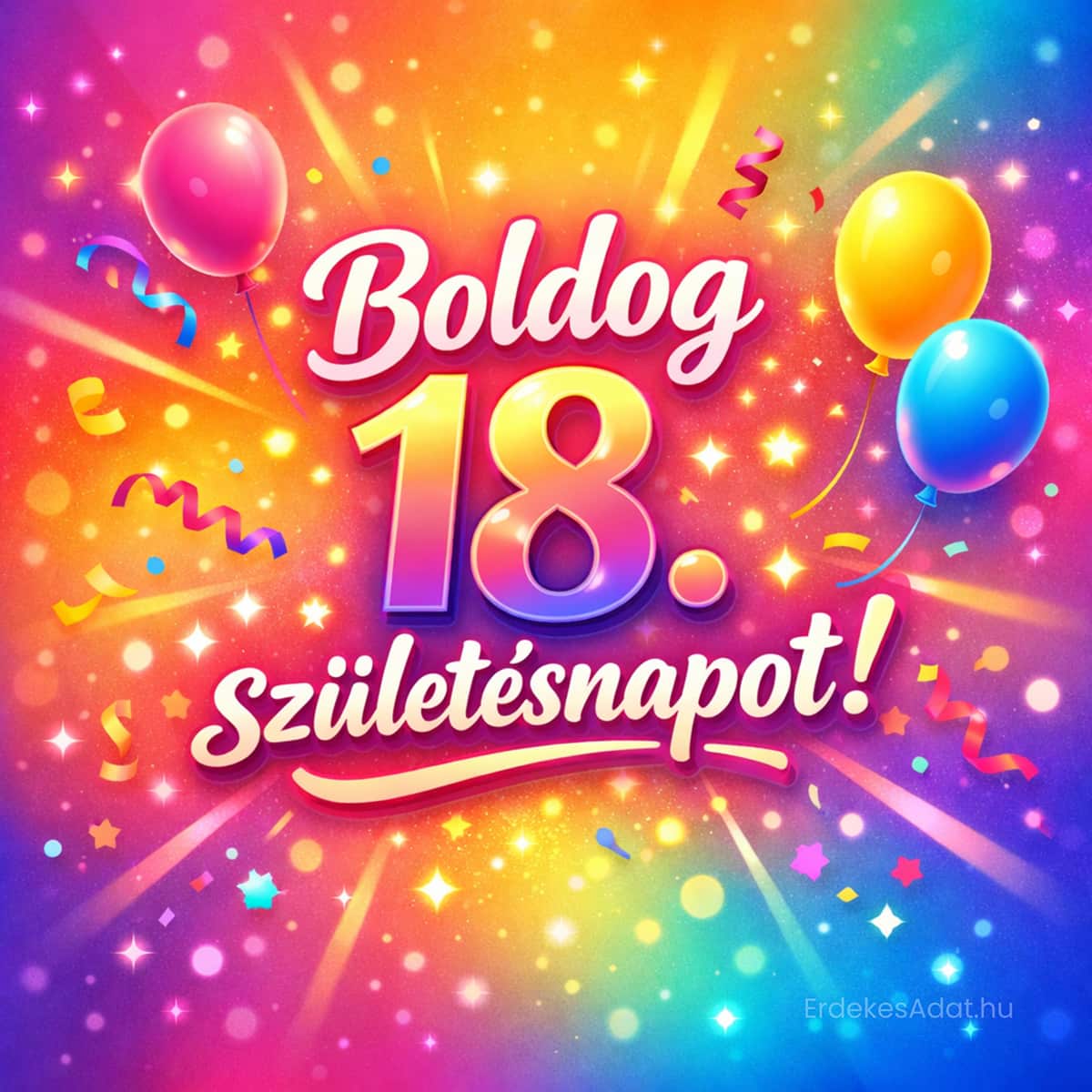 boldog 18 születésnapot kép lufikkal és ünnepi dekorációval