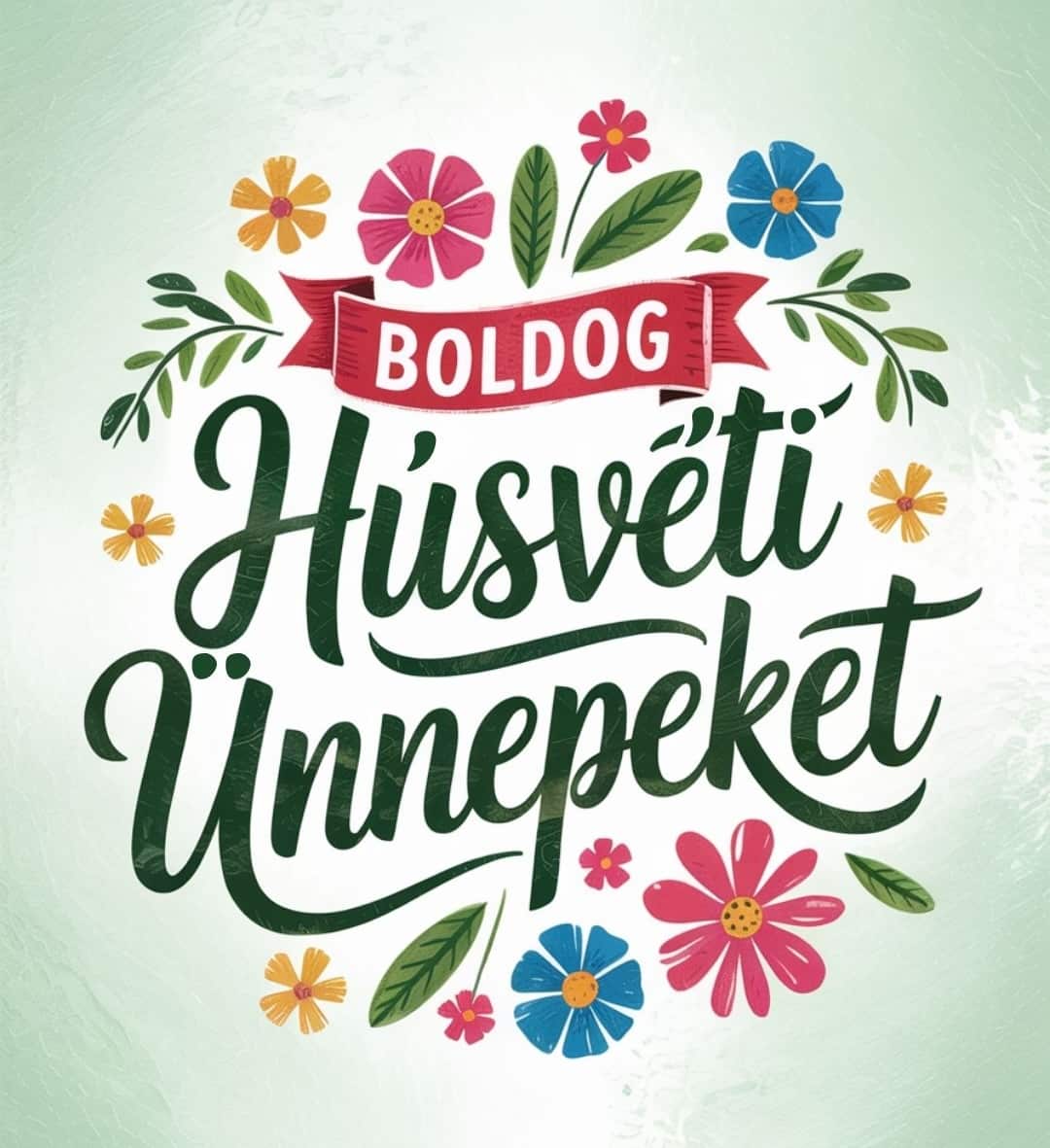 Boldog húsvéti ünnepeket virágos képeslap