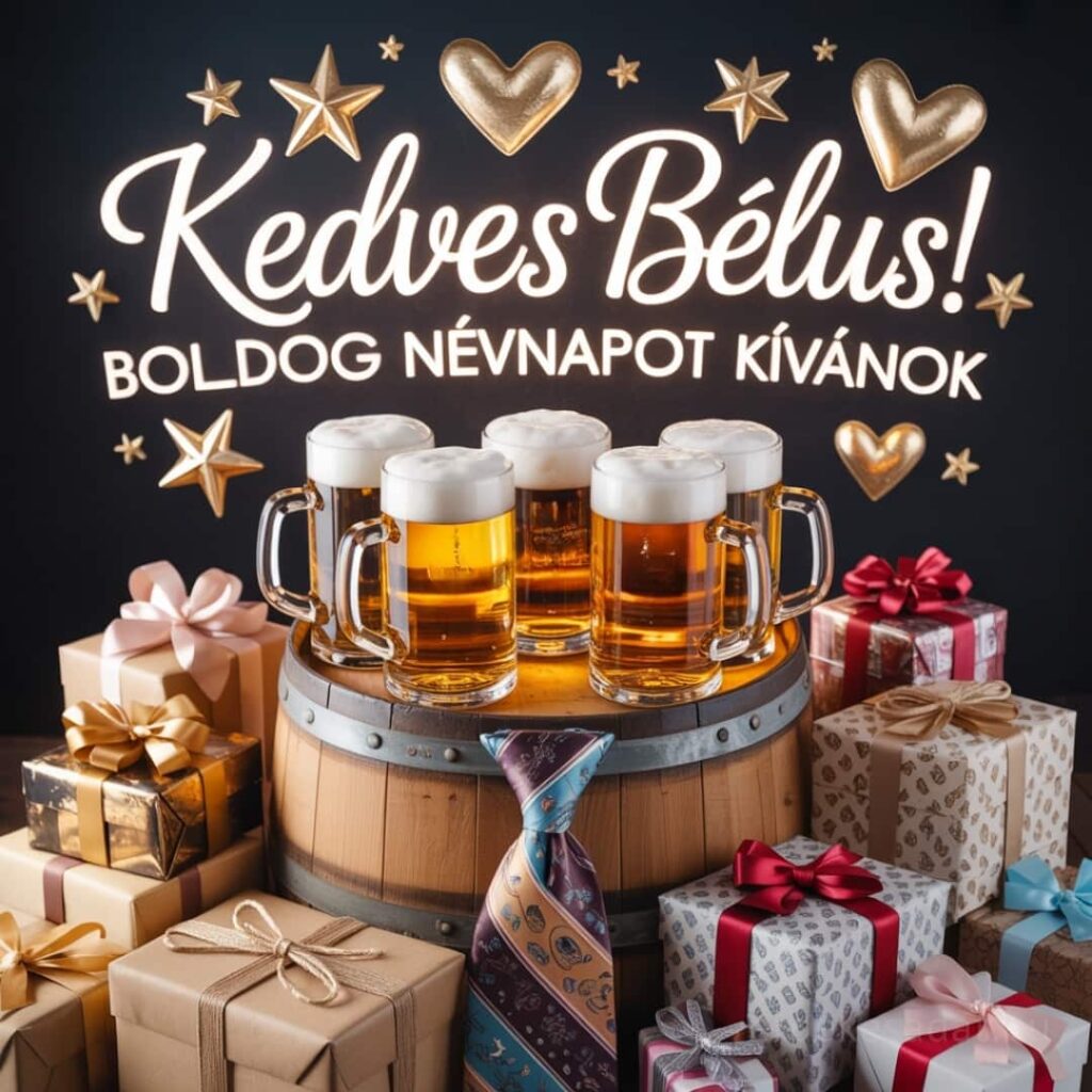 Béla névnapi köszöntő kép „Kedves Bélus! Boldog névnapot kívánok” felirattal