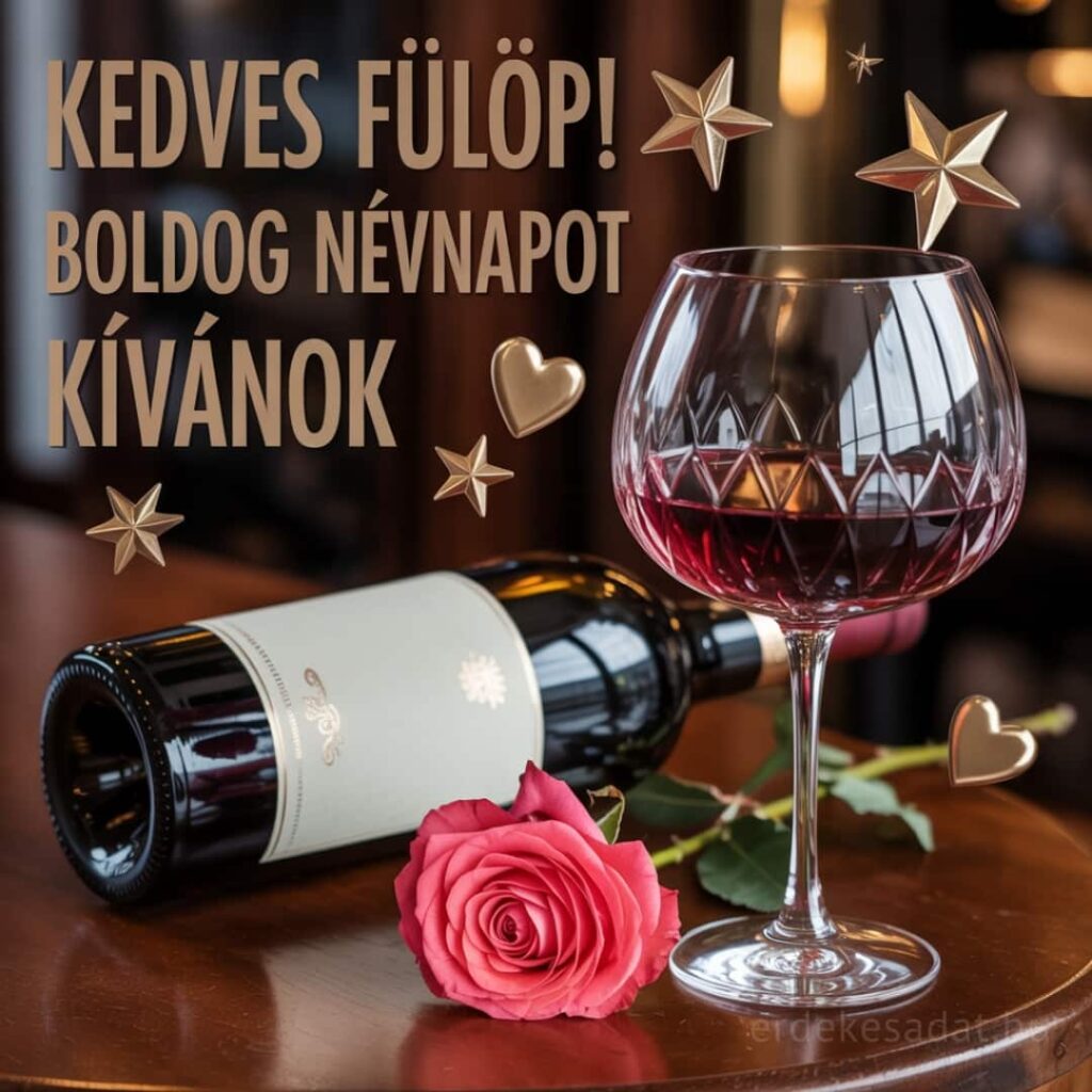 Elegáns Fülöp névnapi köszöntő kép „Kedves Fülöp! Boldog névnapot kívánok” felirattal