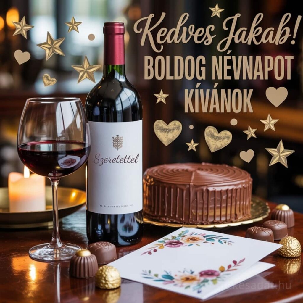 Jakab névnapi köszöntő kép „Kedves Jakab! Boldog névnapot kívánok” felirattal