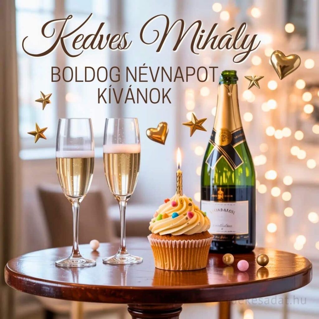 Elegáns Mihály névnapi köszöntő kép „Kedves Mihály! Boldog névnapot kívánok” felirattal