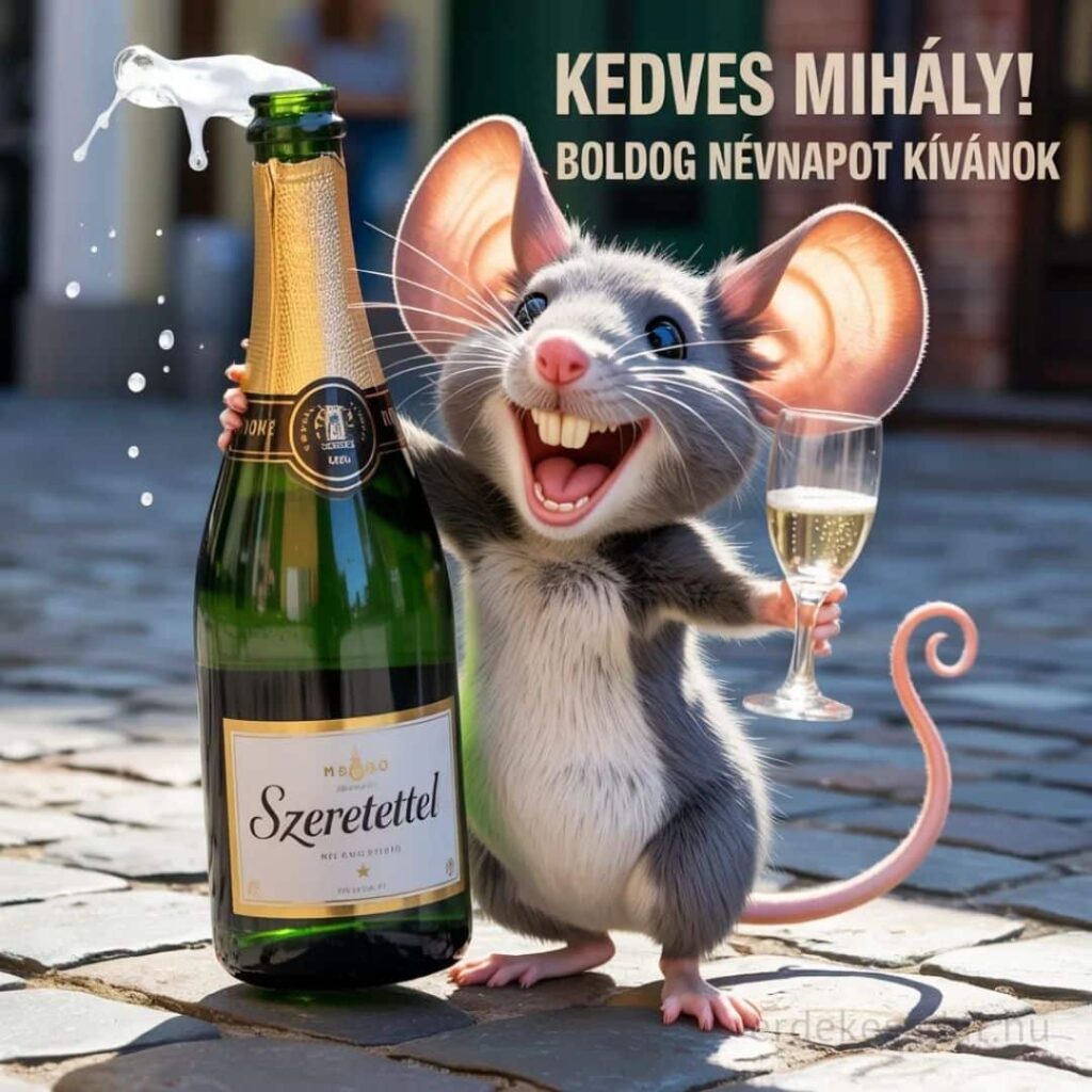 Vicces Mihály névnapi köszöntő kép „Kedves Mihály! Boldog névnapot kívánok” felirattal