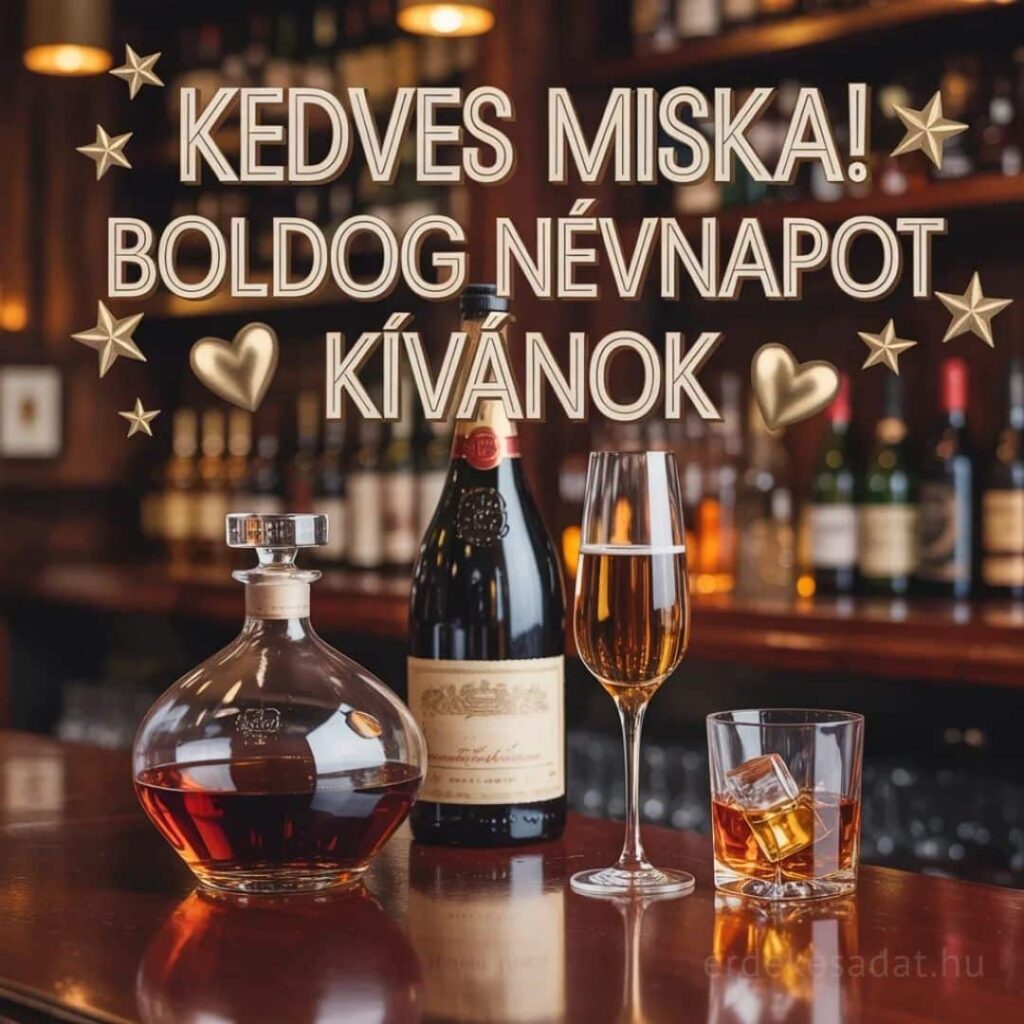 Mihály névnapi köszöntő kép „Kedves Miska! Boldog névnapot kívánok” felirattal