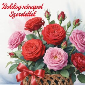 Boldog nőnapot szeretettel idézet rózsakosárral