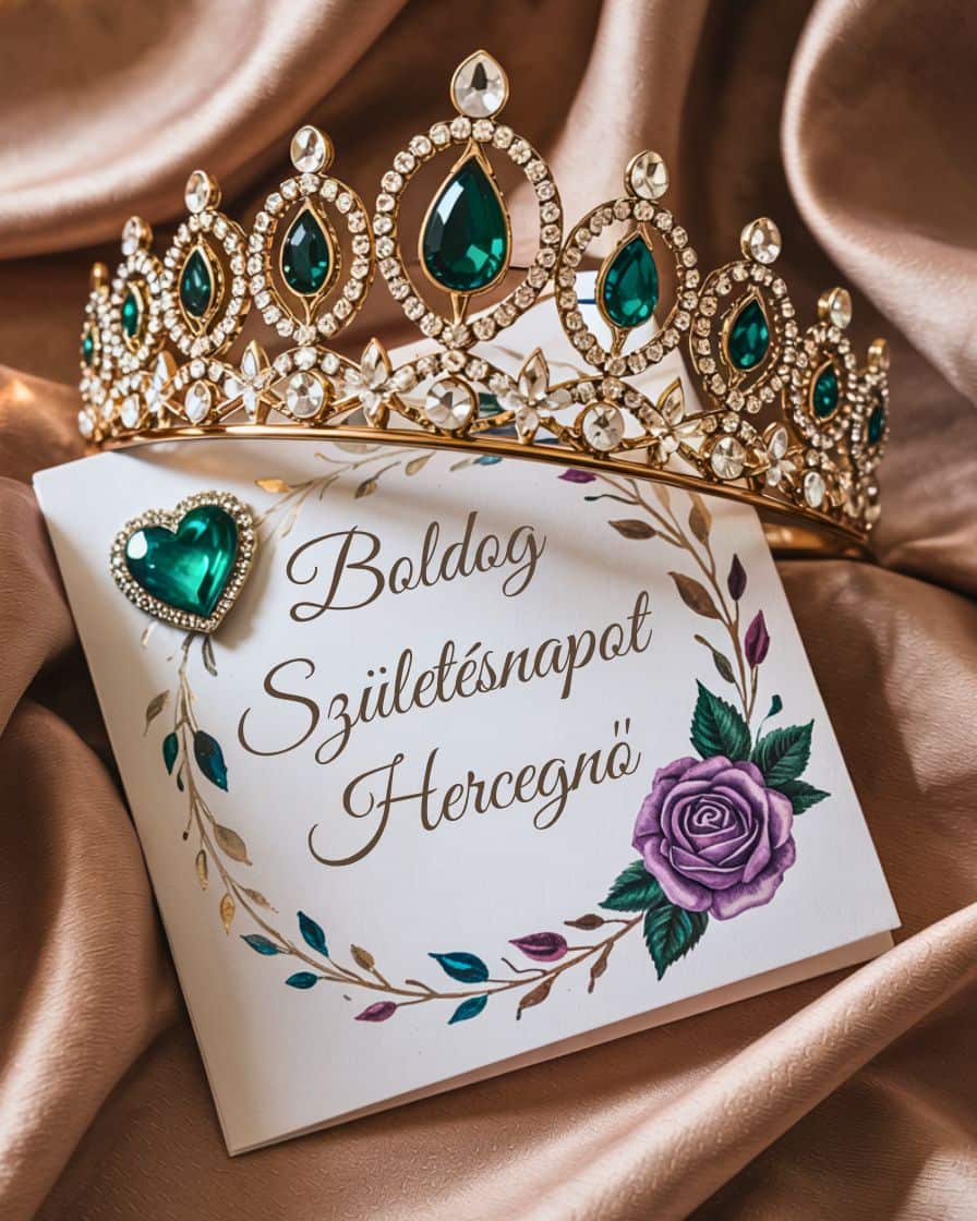 gyémánt koronás boldog születésnapot hercegnő feliratú kép