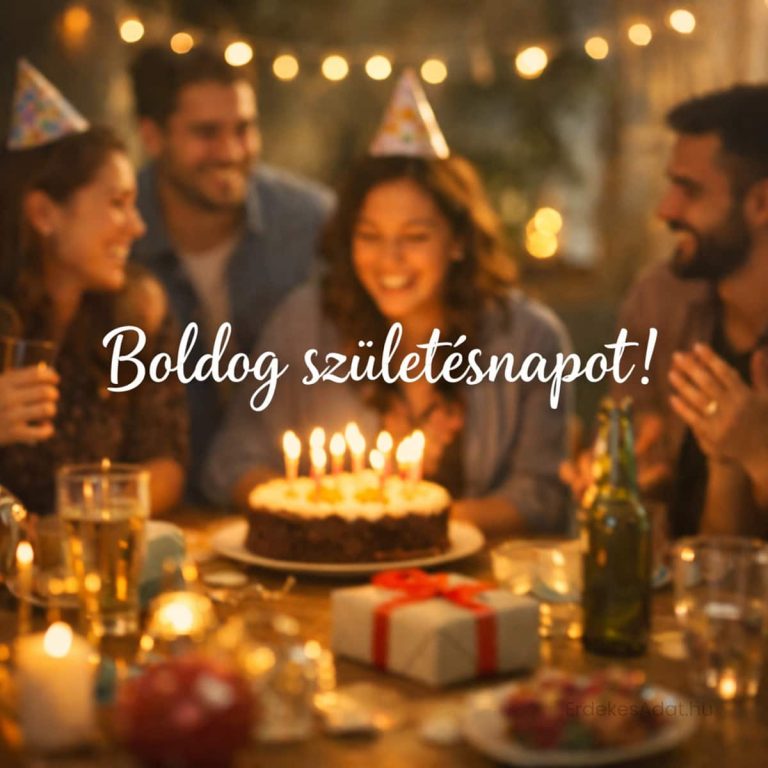 boldog születésnapot képeslap torta ünneplés barátokkal