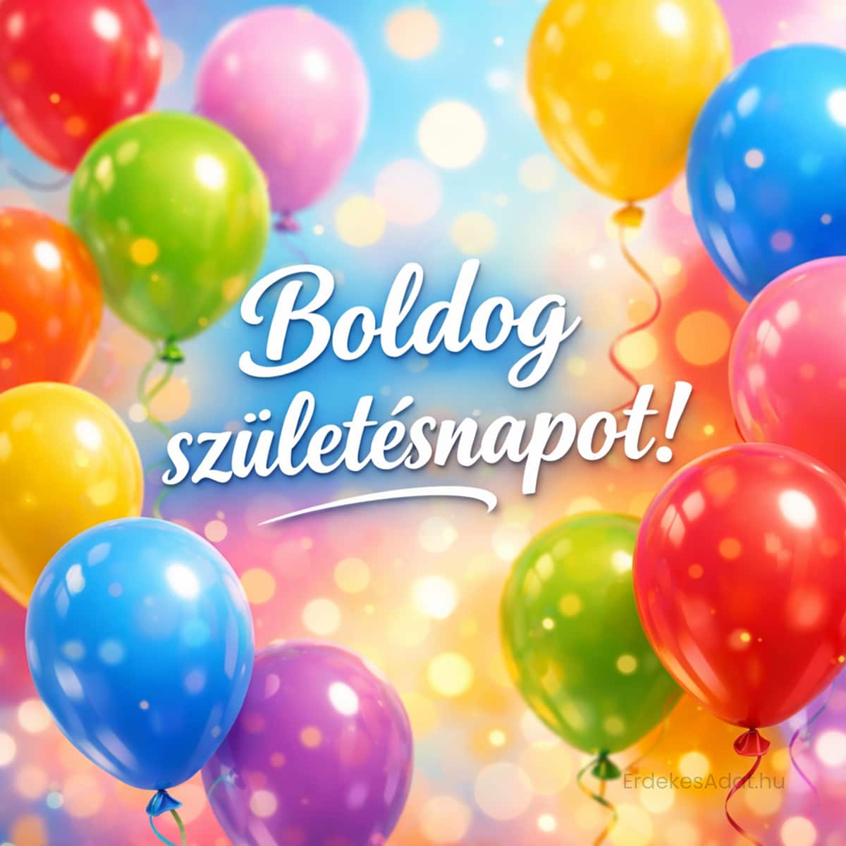 boldog születésnapot kép színes lufikkal vidám háttérrel