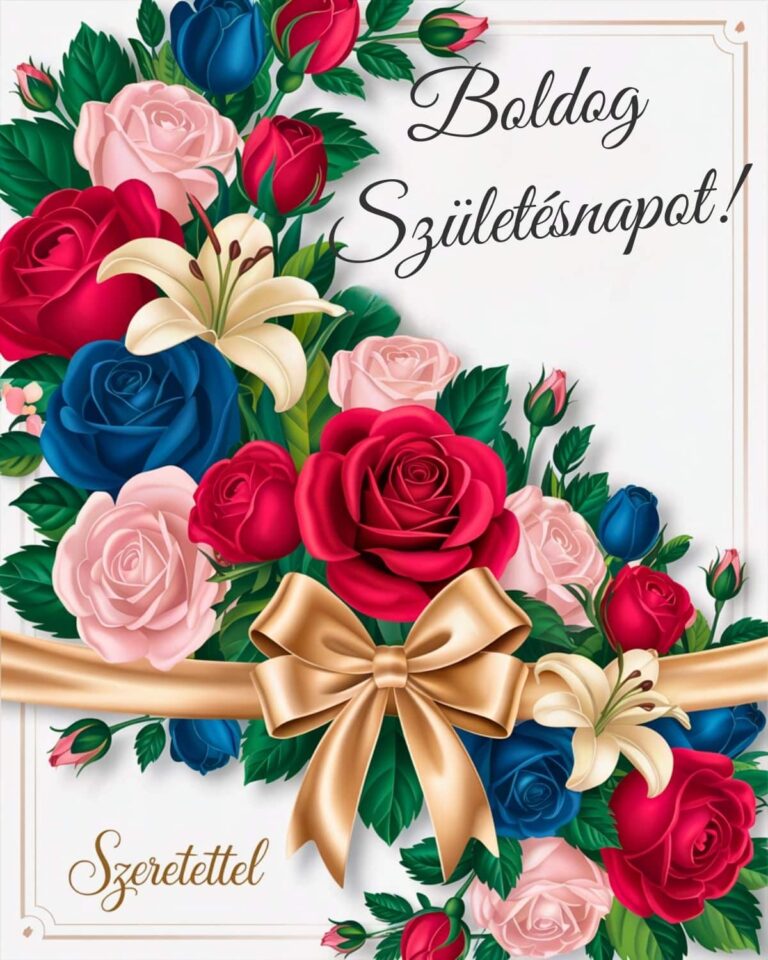 Virágos szalaggal díszített boldog születésnapot kép