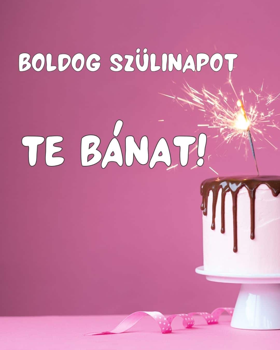 vicces, abszurd születésnapi köszöntő nőknek boldog szülinapot te bánat felirat, rózsaszín háttér, torta és csillagszóró