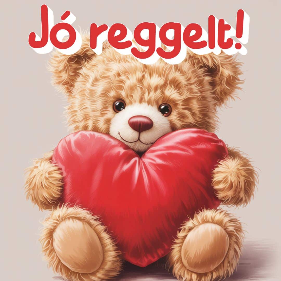 Cuki maci szívvel jó reggelt felirattal