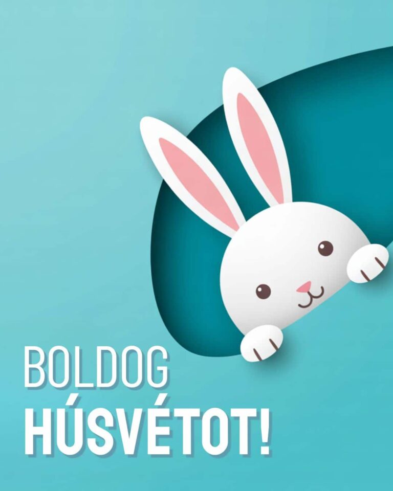 Cuki húsvéti nyuszi képeslap Boldog húsvétot felirattal