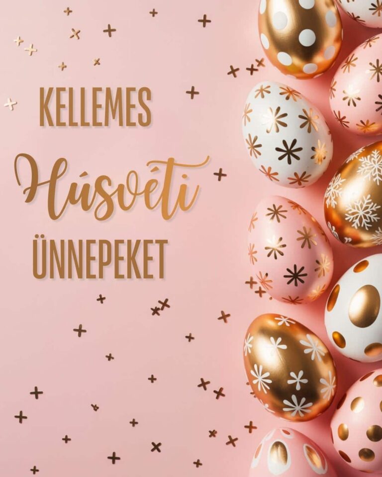 Elegáns húsvéti tojások pasztell színű képeslapon, kellemes húsvéti ünnepeket felirat