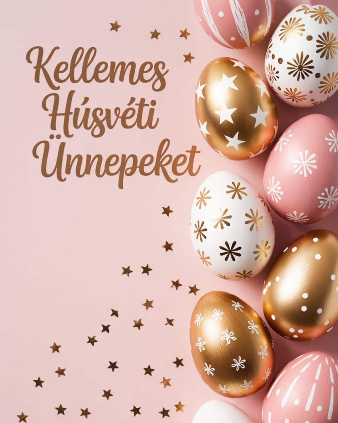 Elegáns húsvéti tojásos képeslap pasztell színekben, Kellemes Húsvéti Ünnepeket üdvözlettel