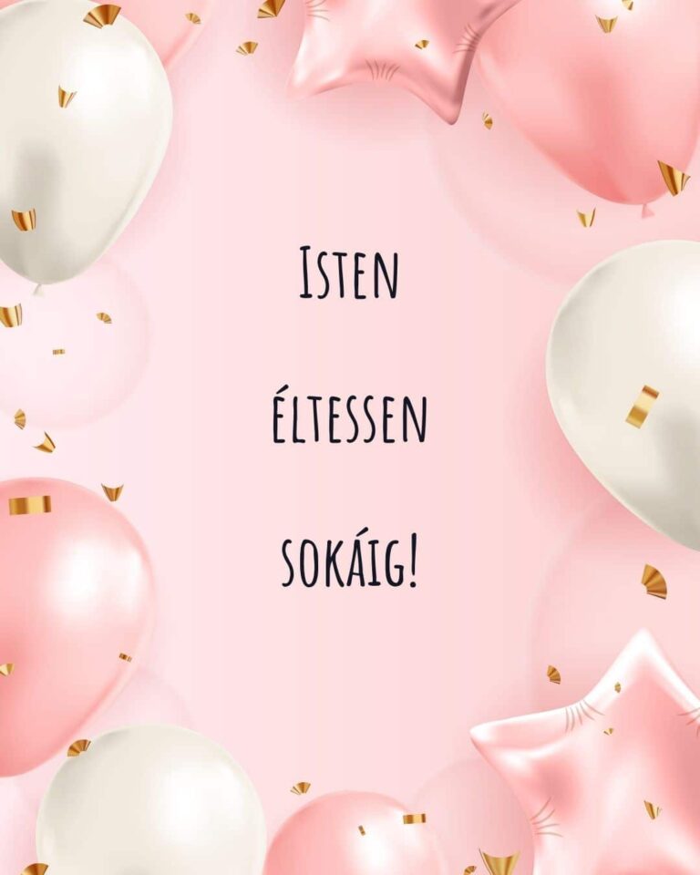 születésnapi köszöntő nőknek, isten éltessen sokáig felirat, halvány rózsaszín háttér és lufik