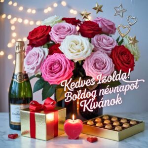 Izolda köszöntő kép, boldog névnapot kívánok felirat