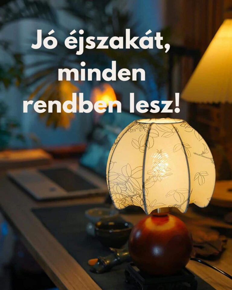 Megnyugtató, motiváló kép Jó éjszakát, minden rendben lesz, esti fények, íróasztal, lámpa