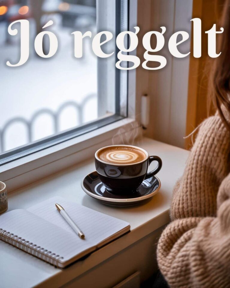 ablakpárkányon kávé és jegyzetfüzet