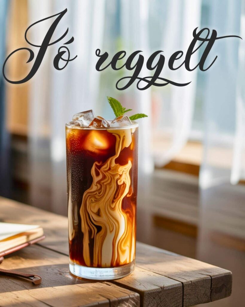 friss jeges ital világos reggeli fényben