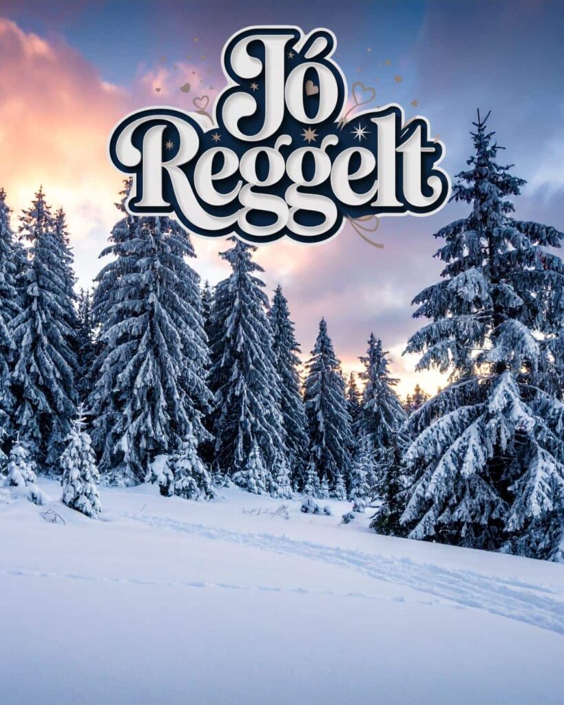 Jó reggelt havas reggeli táj téli hangulattal