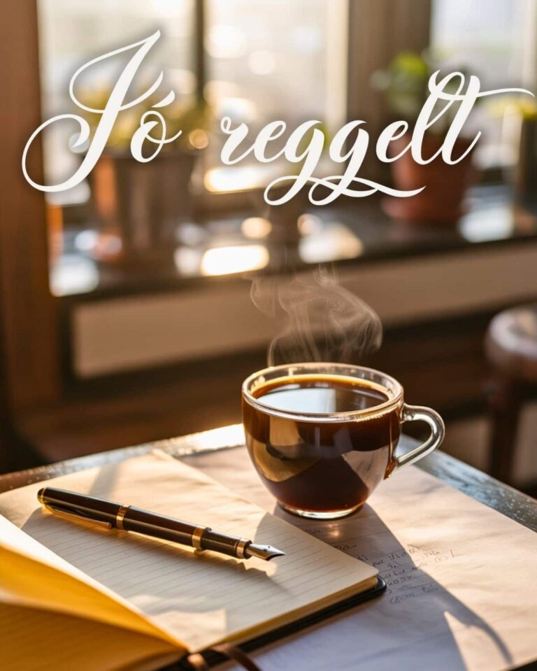 kávé jegyzetfüzettel lassú reggelen