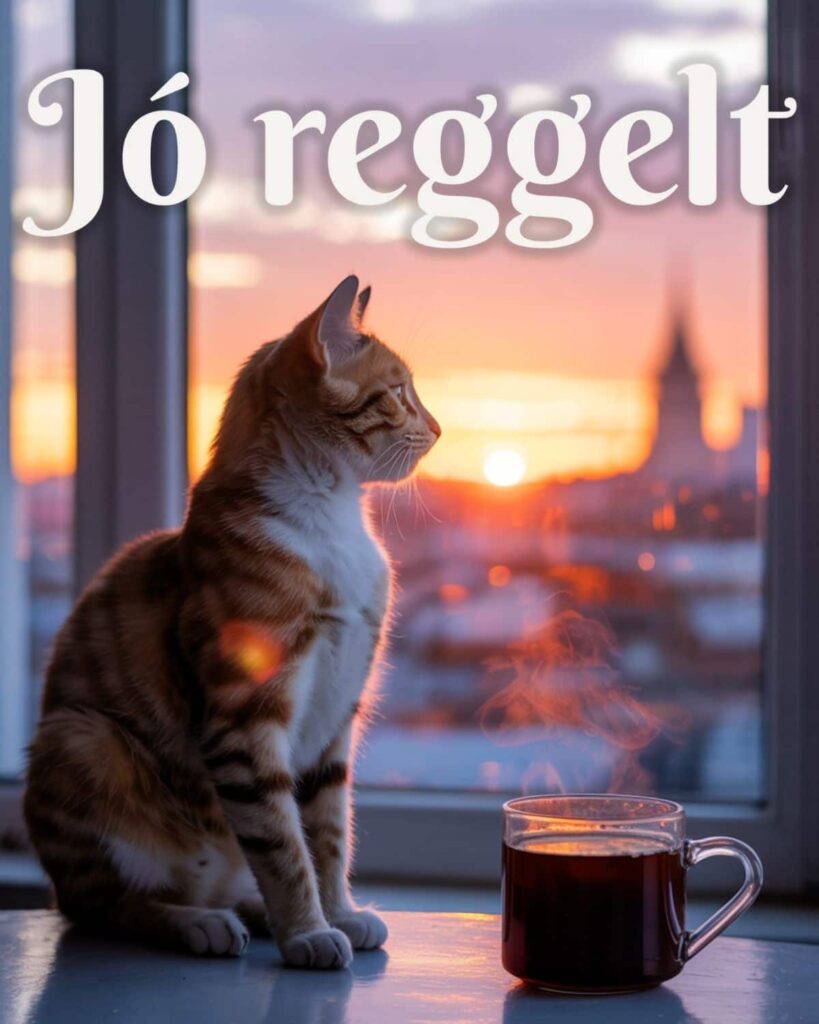 macska reggeli fényben az ablaknál