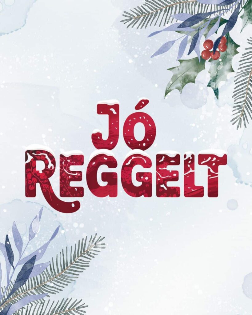 Téli hangulatú jó reggelt kép akvarell háttérrel