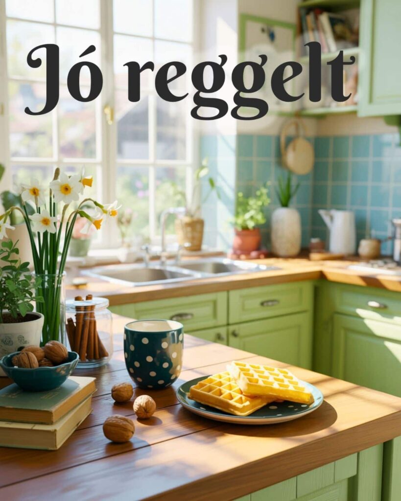 világos konyha reggeli előkészületekkel