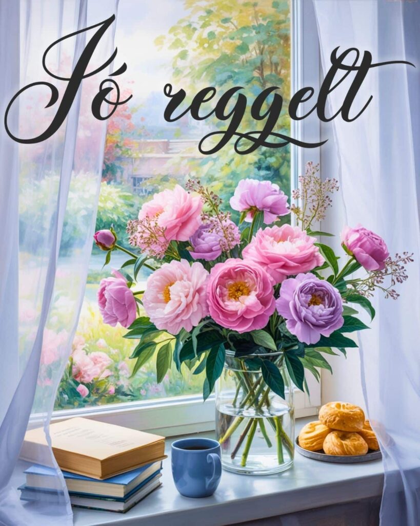 virágcsokor ablakban reggeli fénnyel