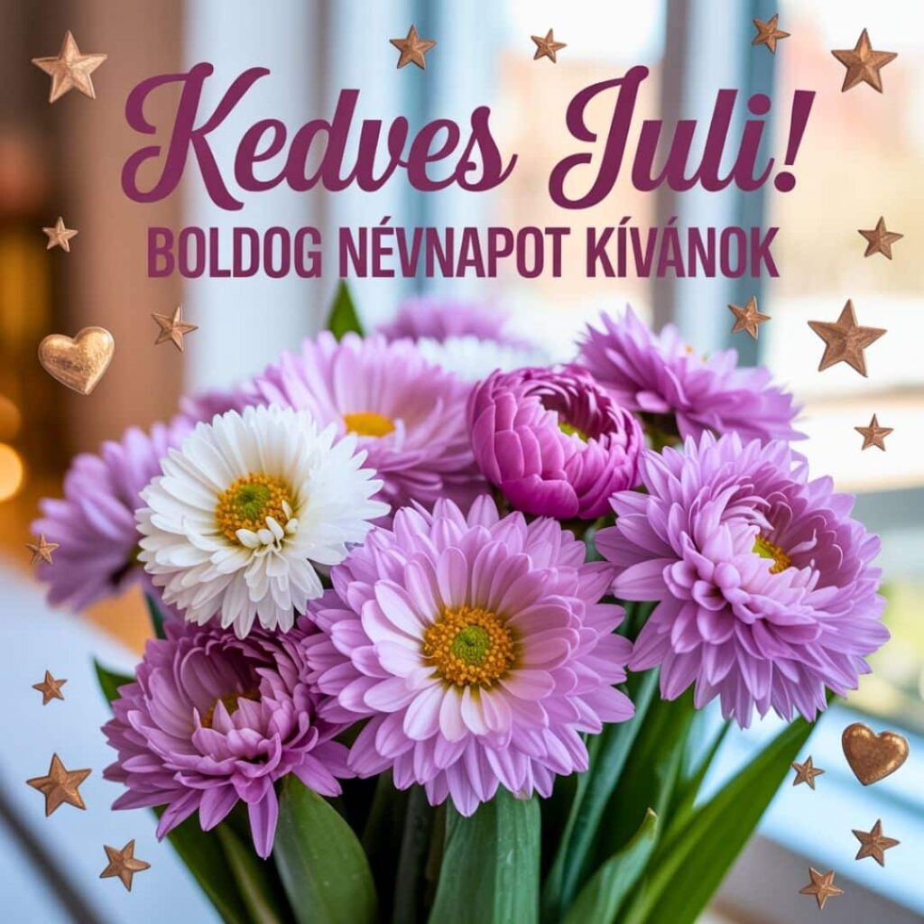 Juli köszöntő kép, boldog névnapot kívánok felirat