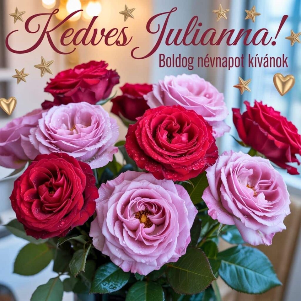 Julianna köszöntő kép, boldog névnapot kívánok felirat