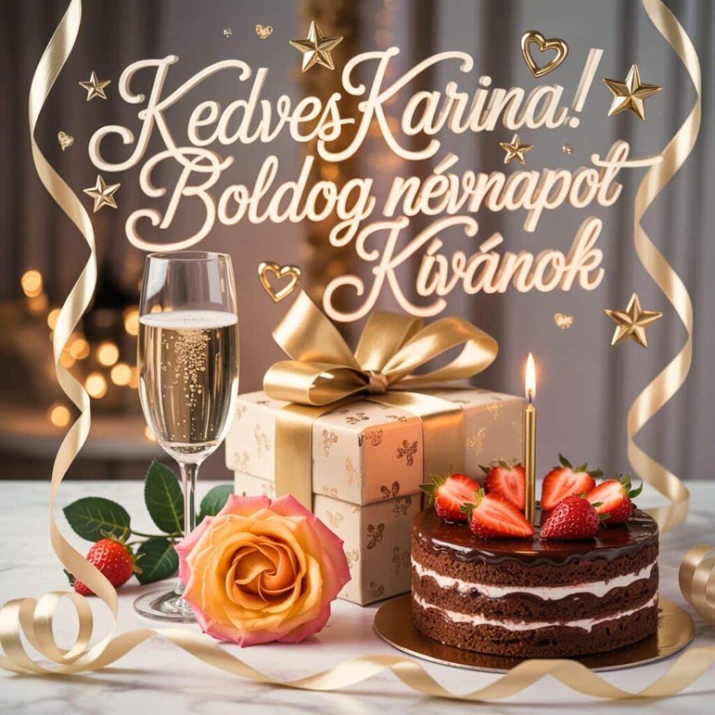 Karina köszöntő kép, boldog névnapot kívánok felirat