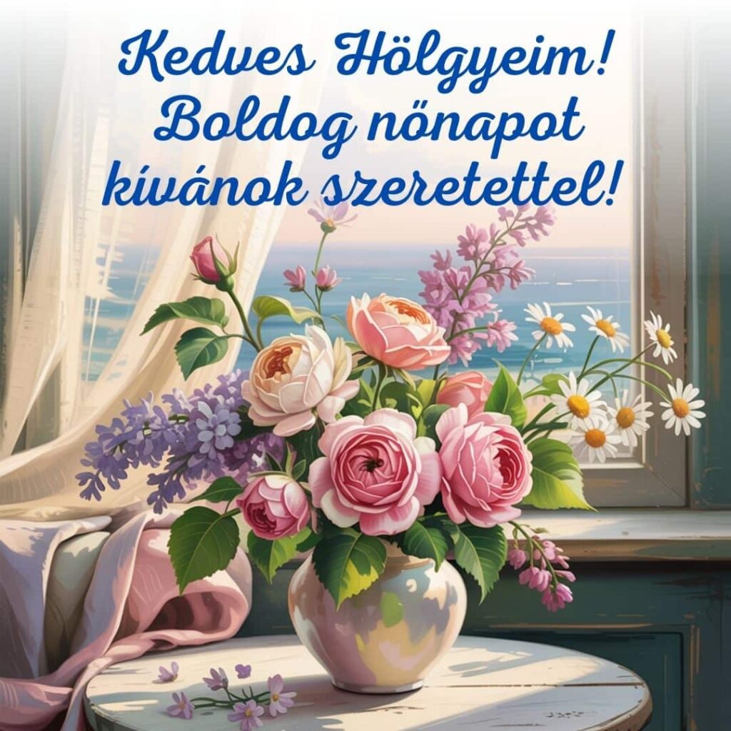 Pasztell virágos nőnapi köszöntő Kedves Hölgyeim! Boldog nőnapot
kívánok szeretettel! üzenettel