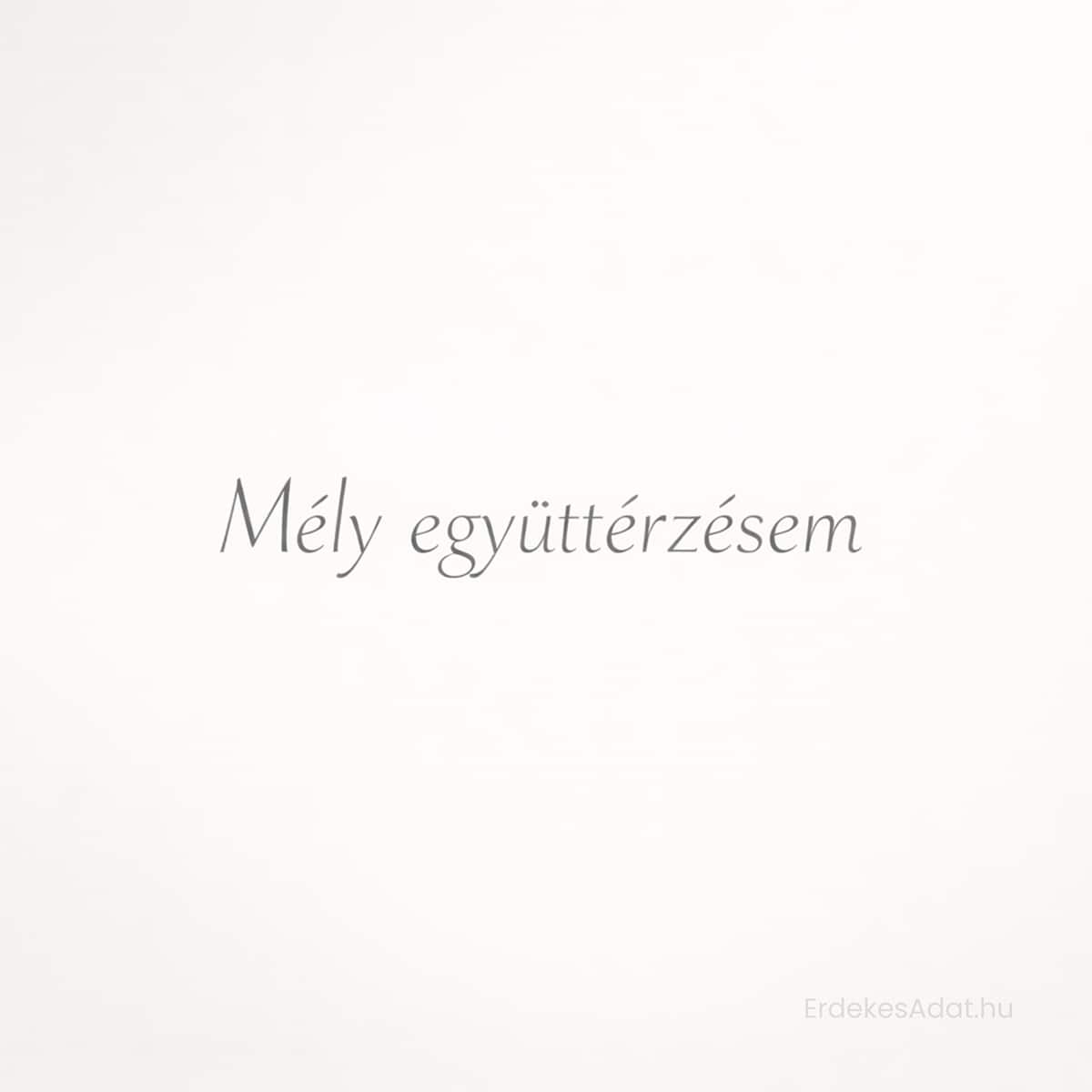 mély együttérzésem felirat minimalista világos háttéren