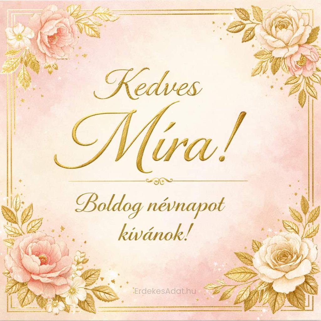 Gyönyörű elegáns névnapi köszöntő Míra részére