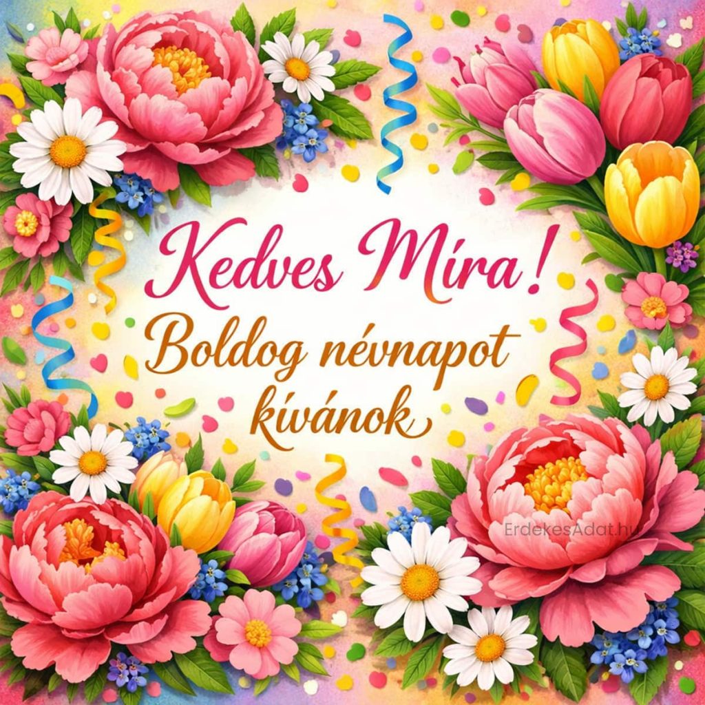 Legszebb vidám névnapi köszöntő Míra részére