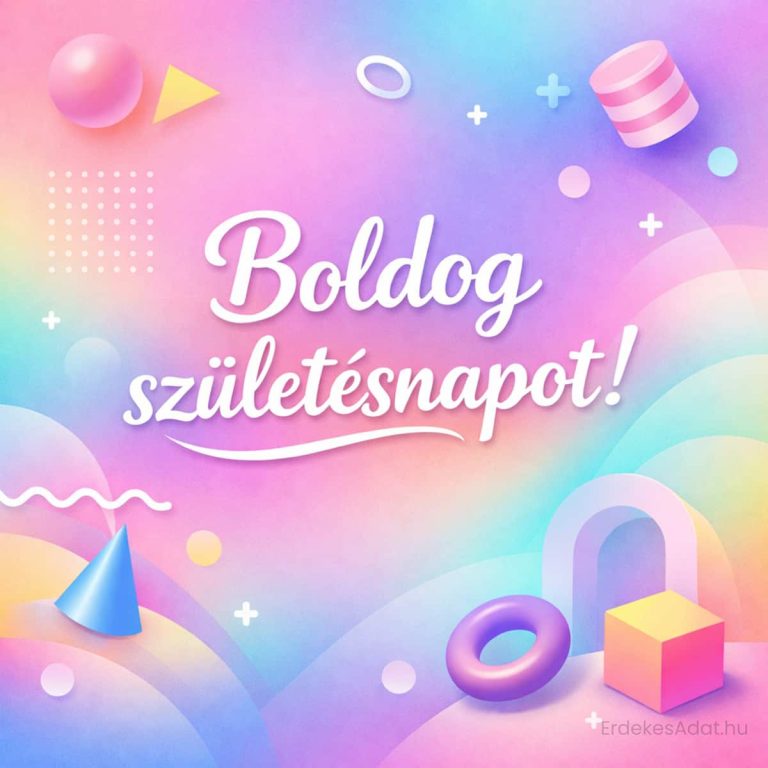 modern pasztell születésnapi köszöntő geometrikus formákkal boldog születésnapot felirattal