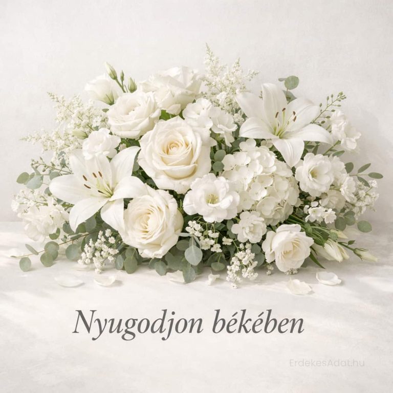 nyugodjon békében felirat fehér virágos háttéren