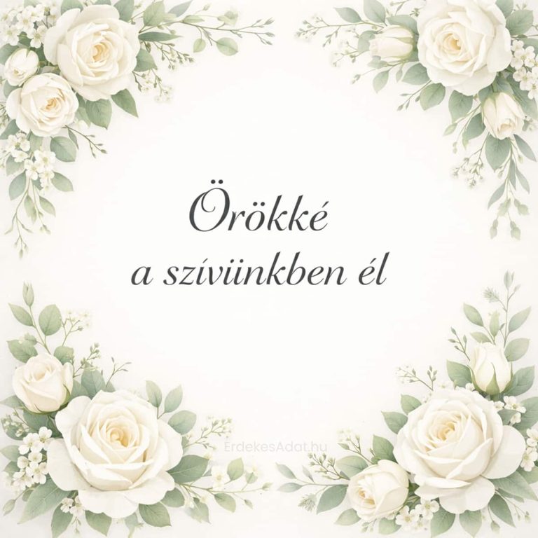 örökké a szívünkben él felirat fehér virág keretben