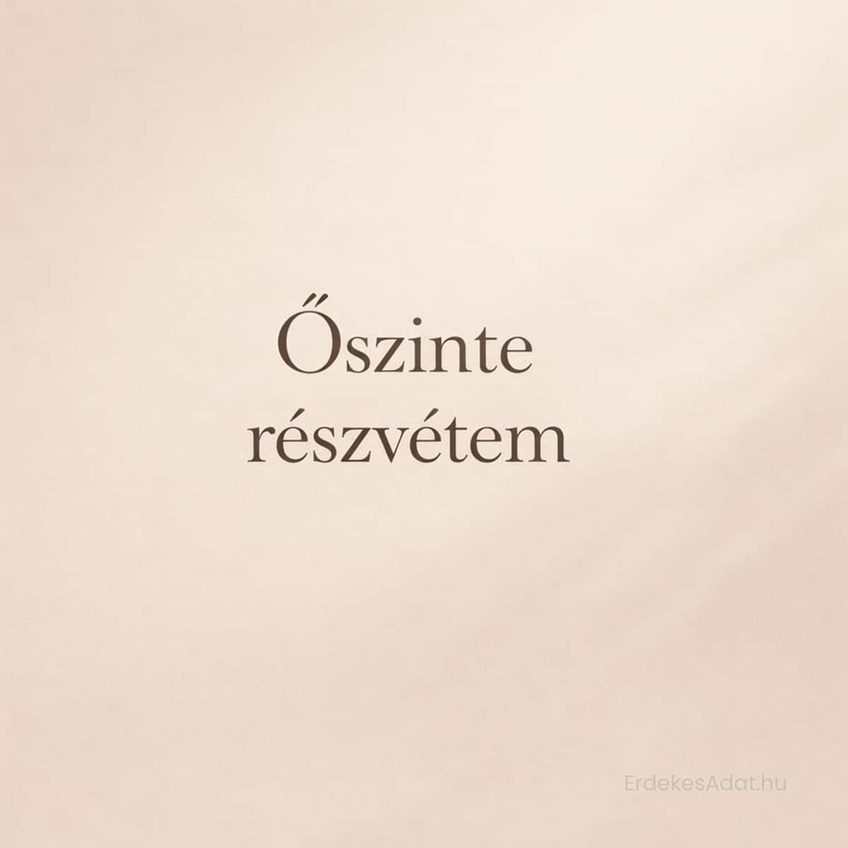 őszinte részvétem felirat lágy bézs háttéren