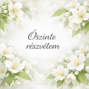 őszinte részvétem felirat fehér virágos háttéren