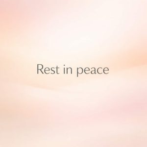 rest in peace message on soft pastel gradient background