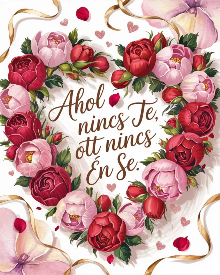 Romantikus, rózsás virágos kép, szerelmes vers felirat ahol nincs te ott nincs én se felirattal