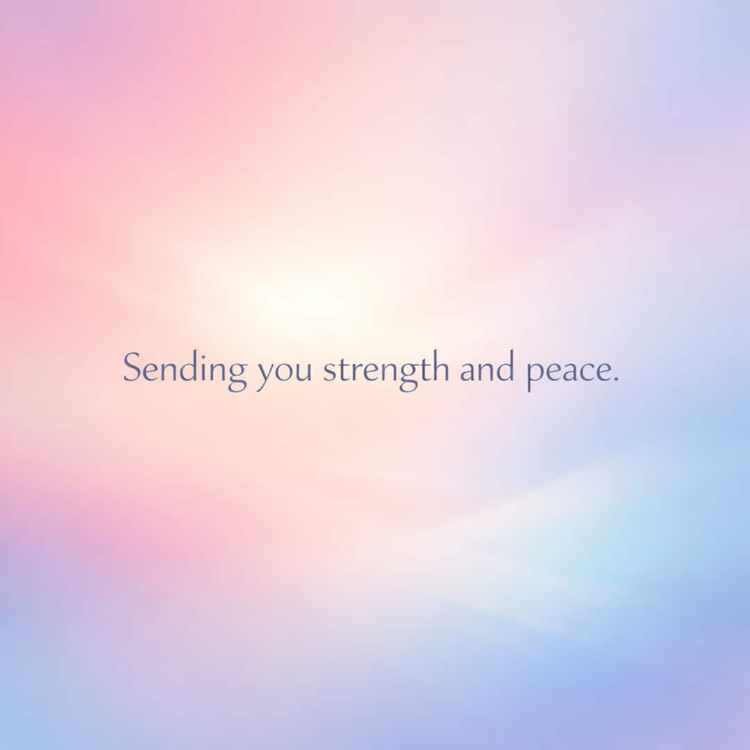 sending you strength and peace sympathy message on soft pastel gradient background