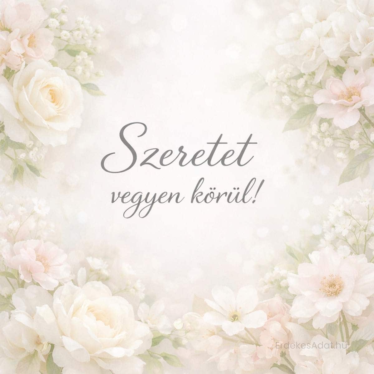 Szeretet vegyen körül születésnapi kép virágos háttérrel