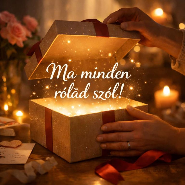 születésnapi képeslap ajándék kép ma rólad szól felirattal