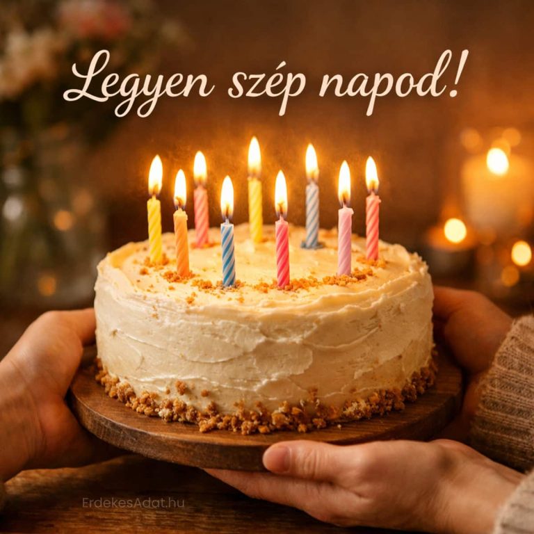 születésnapi torta gyertyákkal legyen szép napod felirattal képeslap